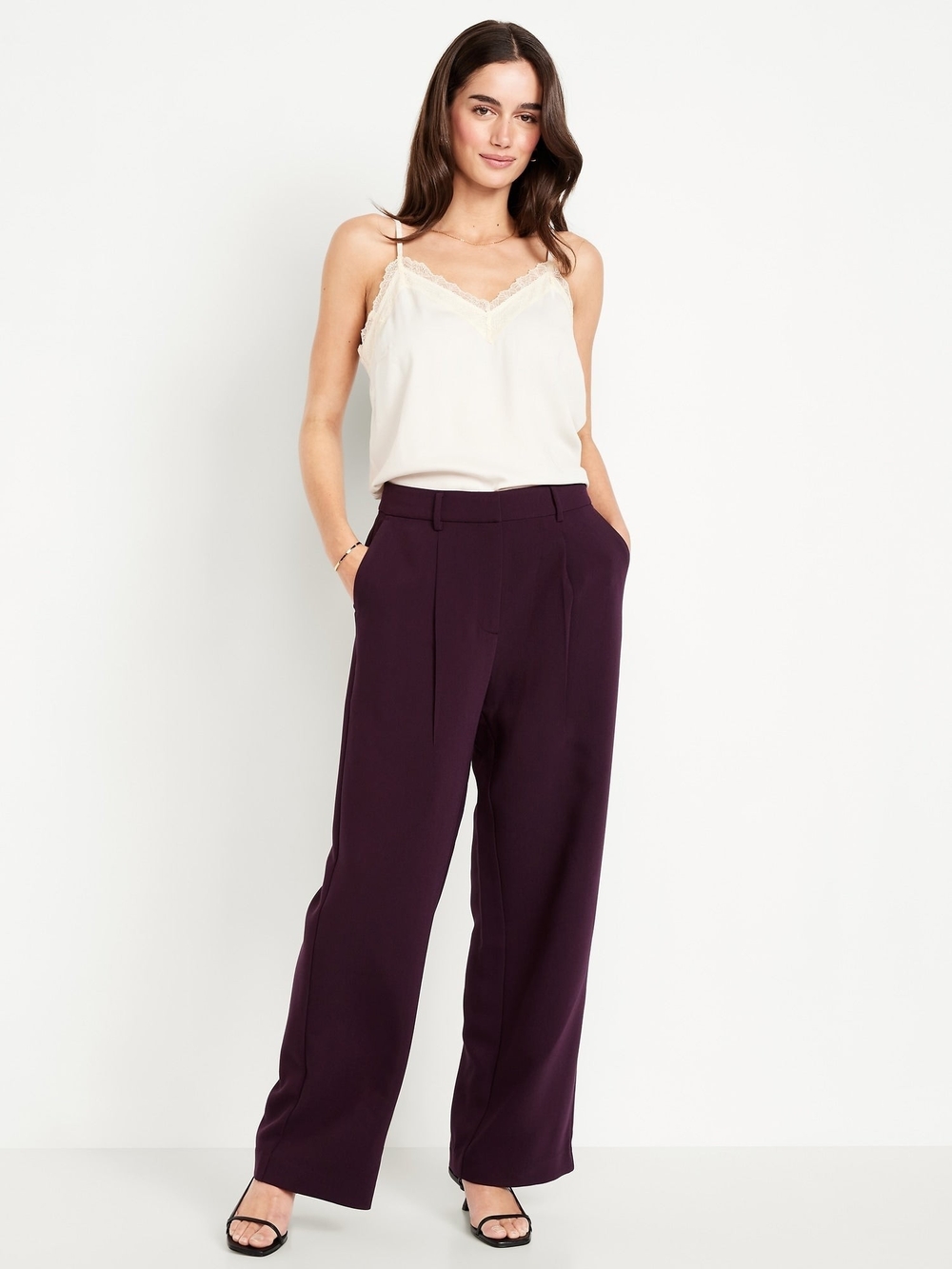 Old Navy Women's Wide-Leg Trousers in Plum